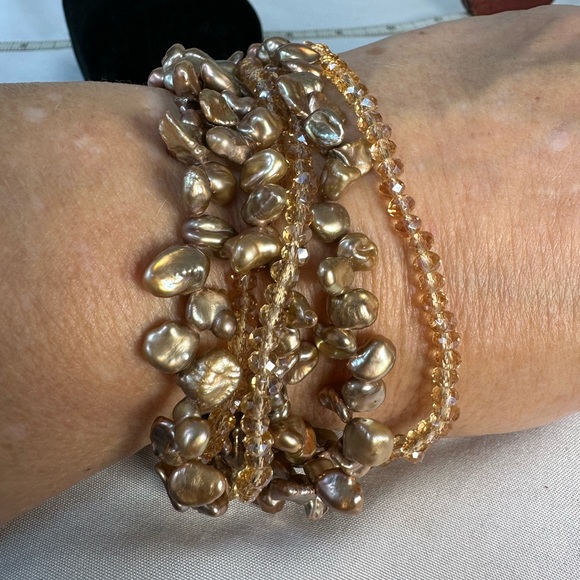 Gorgeous multi strand freshwater pearl 925 bracelet - Picture 5 of 7